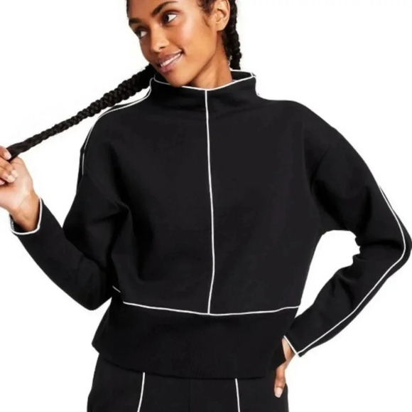 Victor Glemaud x Target, Black Back Zip Cropped Pullover Sweatshirt, Size XL - Picture 1 of 12